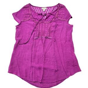 DressBarn Women Boho Tunic Shirt Plus 1X Purple Lightweight Casual